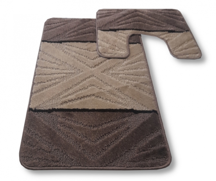 Bézs barna mintás <br/>2 részes fürdőszoba szőnyeg szett